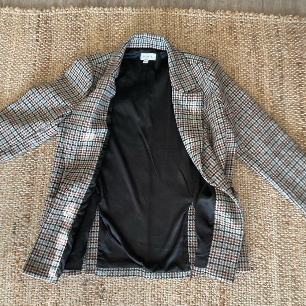 Evereve wool blend plaid Bowden small sued elbow blazer - Picture 10 of 16